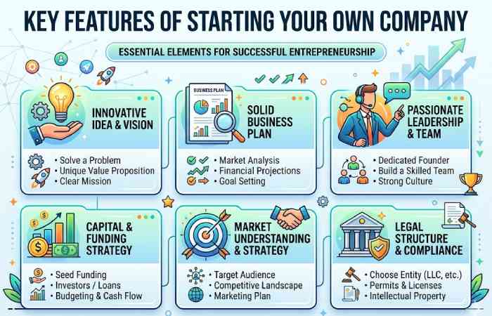 features of starting your own company